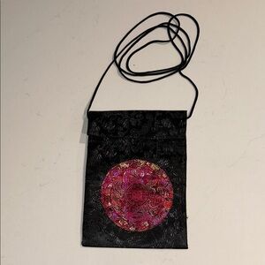 Elegant Chinese-Style Black With Red Women's Crossbody Bag